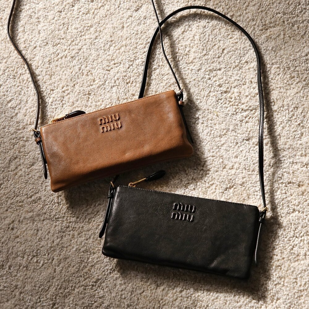 Miu Miu Shoulder Bag Leather Clutch Pouch Clutch Handbag Two